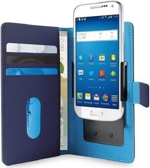 PURO Smart Wallet XL Universal sininen / sininen 5,1" valokuvatelineellä ja taskuilla korteille ja rahalle UNIWALLET3BLUEXL