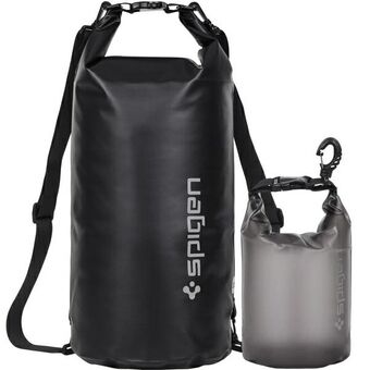 Spigen Universal Waterproof Bag A630 musta / musta Universal kaksi vedenpitävää laukkua (20L ja 2L) AMP04534