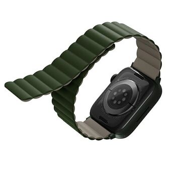 UNIQ rem Revix Apple Watch Series 4/5/6/7 / SE 44 / 45mm. Käännettävä magneettinen vihreä-tummanharmaa / vihreä taupe