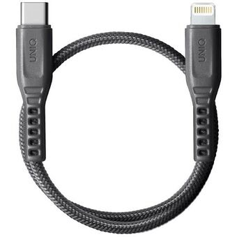 UNIQ Flex-kaapeli USB-C-Lightning 18W nylon 30cm harmaa/koksin harmaa