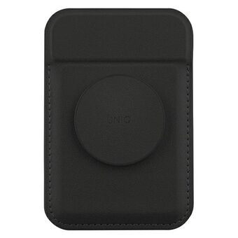 UNIQ Flixa magnetinen korttilompakko tukijalalla, musta/jet black MagSafe
