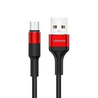 USAMS U5 punottu kaapeli 2A micro USB punainen / punainen 1,2m SJ224USB02 (US-SJ224)