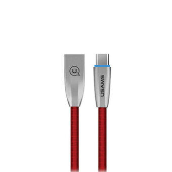 USAMS U-Light USB-C punottu kaapeli punainen / punainen 1,2 m TCZSUSB04 (US-SJ184)