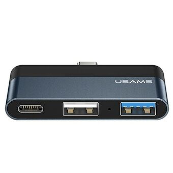 USAMS Adapter HUB USB 2.0 / USB 3.0 / USB-C harmaa / harmaa SJ490HUB01 (US-SJ490)