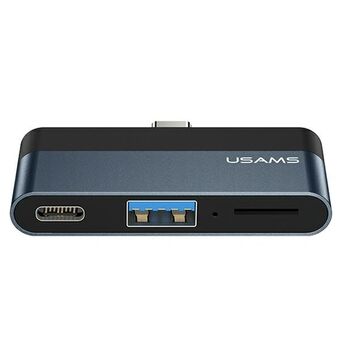 USAMS Adapter HUB USB 3.0 / USB-C / Micro SD harmaa / harmaa SJ491HUB01 (US-SJ491)