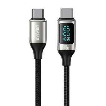 USAMS U78 USB-C - USB-C LED 1,2 m 100 W pikalatauskaapeli valkoinen / valkoinen SJ546USB02 (US-SJ546)