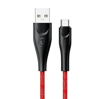 USAMS U41 USB-C punottu kaapeli 3M 2A punainen / punainen SJ398USB02 (US-SJ398) Pikalataus