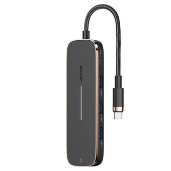 USAMS Adapter HUB 3xUSB + USB-C + HDMI musta / musta SJ578HUB01 (US-SJ578)