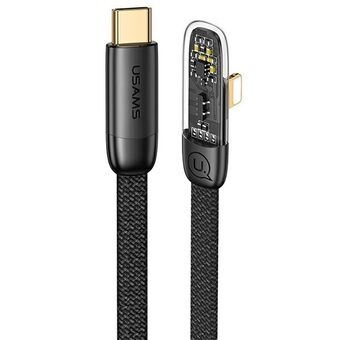 USAMS USB-C - Lightning PD kulmikas kaapeli 20 W pikalataus Iceflake Series 1,2 m musta/musta SJ583USB01 (US-SJ583)
