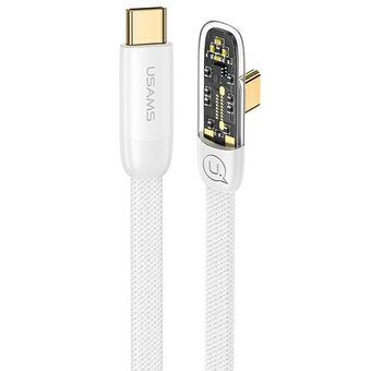USAMS Kulmakaapeli USB-C–USB-C PD 100 W Pikalataus Iceflake Series 1,2 m valkoinen/valkoinen SJ584USB02 (US-SJ584)