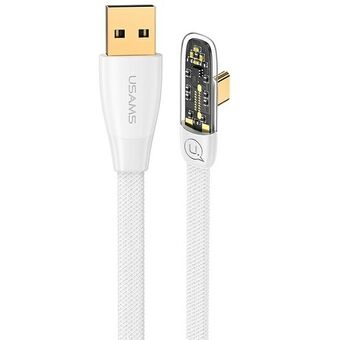 USAMS-kulmakaapeli USB-USB-C PD 6A 66W Pikalataus Iceflake Series 1,2m valkoinen/valkoinen SJ585USB02 (US-SJ585)
