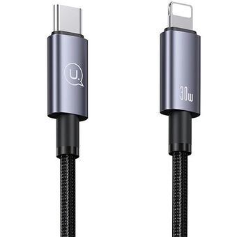 USAMS USB-C Lightning -kaapeli, 30W, 0,25 m, pikalataus, teräksinen/töröttynyt SJ679USB01 (US-SJ679)