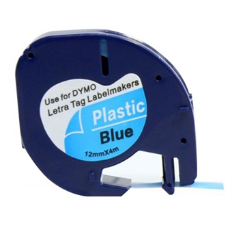 Dymo LetraTag Label Musta teksti sinisellä teipillä (91205) 12mm × 4M (S0721670)