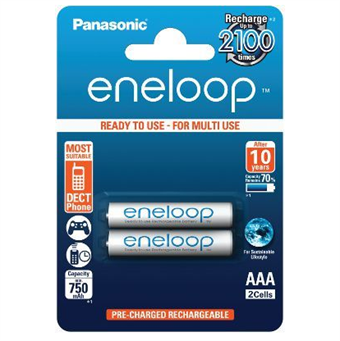Panasonic Eneloop AAA ladattavat akut 750 mAh - 2 kpl