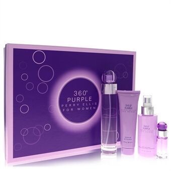 Perry Ellis 360 Purple by Perry Ellis - Gift Set -- 3.4 oz Eau De Parfum Spray + .25 oz Mini EDP Spray + 4 oz Body Mist Spray + 3 oz Shower Gel - naisille