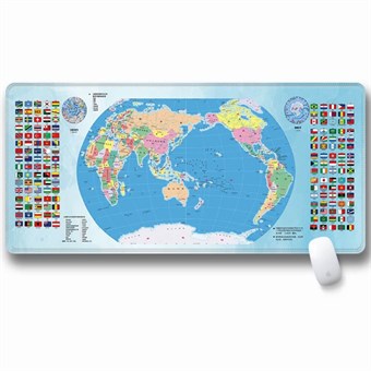 Stor hiirimatto, jossa maailmankartta ja lippu - 30 x 80 x 3 cm