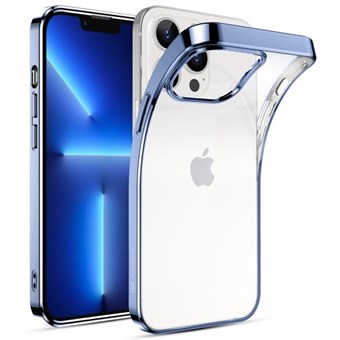 iPhone 13 Pro Max - Läpinäkyvä kuori sinisellä metallisella reunalla