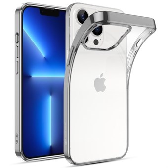 iPhone 13 Pro Max - Läpinäkyvä kansi hopeareunuksella