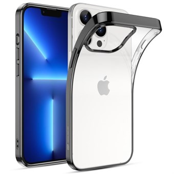 iPhone 13 Pro Max - Läpinäkyvä suojakuori, mustalla metallisella reunalla