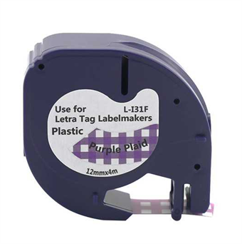Dymo LetraTag Label Purple Plaid 12mm × 4M (L-I31F)