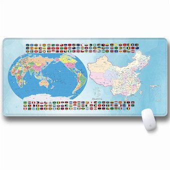 Stor hiirimatto, jossa maailmankartta ja maapallo - 30 x 80 x 3 cm
