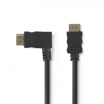 High Speed ​​​​HDMI ™ -kaapeli Ethernetillä | Vasen koukku HDMI ™ -liitin | HDMI™-liitin | 4K@30Hz | 10,2 Gbps | 1,50 m | Pyöreä | PVC | Musta | Muovipussi