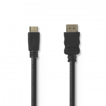 High Speed ​​​​HDMI ™ -kaapeli Ethernetillä | HDMI™-liitin | HDMI™ Mini -liitin | 4K@30Hz | 10,2 Gbps | 1,50 m | Pyöreä | PVC | Musta | Muovipussi