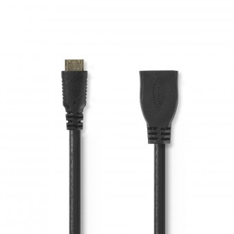 High Speed ​​​​HDMI ™ -kaapeli Ethernetillä | HDMI™-liitin | HDMI™ Mini -liitin | 4K@30Hz | 10,2 Gbps | 0,20 m | Pyöreä | PVC | Musta | Muovipussi