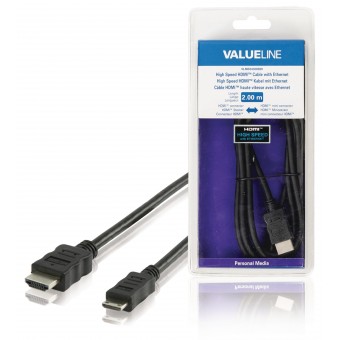 Nopea HDMI-kaapeli Ethernet HDMI-liittimellä - HDMI Mini Uros 2,00 m Musta