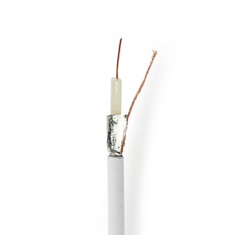 Coax Cable On Roll | Coax 12 | 75 ohmia | Kaksoissuojattu | ECA | 50,0 m | Coax | PVC | Valkoinen | Lahjapaketti