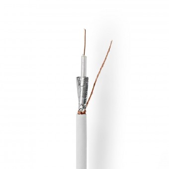 Coax Cable On Roll | RG59U | 75 ohmia | Kaksoissuojattu | ECA | 25,0 m | Coax | PVC | Valkoinen | Lahjapaketti