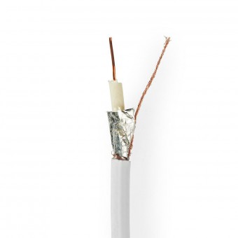 Coax Cable On Roll | RG6T | 75 ohmia | Kaksoissuojattu | ECA | 10,0 m | Coax | PVC | Valkoinen | Rullaa
