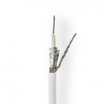 Coax Cable On Roll | RG58C/U | 50 ohmia | Kaksoissuojattu | ECA | 10,0 m | Coax | PVC | Valkoinen | Rullaa