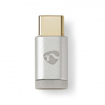USB-sovitin | USB 2.0 | USB-C™ uros | USB Micro-B naaras | 480 Mbps | Kullattu | Hopeaa | Kansiikkunan laatikko
