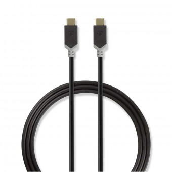 USB-kaapeli | USB 3.2 Gen 2 | USB-C™ uros | USB-C™ uros | 10 Gbps | Kullattu | 1,00 m | Pyöreä | PVC | Antrasiitti | Ikkuna laatikko