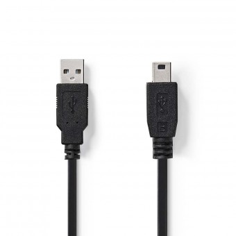USB-kaapeli | USB 2.0 | USB-A uros | USB Mini-B 5-nastainen uros | 480 Mbps | Nikkelipinnoitettu | 2,00 m | Pyöreä | PVC | Musta | Laatikko
