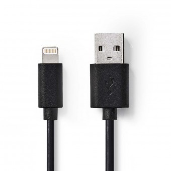 Salamakaapeli | USB 2.0 | Apple Lightning 8-nastainen | USB-A uros | 480 Mbps | Nikkelipinnoitettu | 1,00 m | Pyöreä | PVC | Musta | Muovipussi