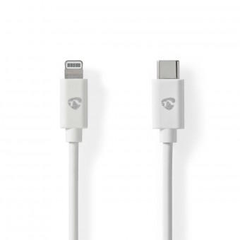 Salamakaapeli | USB 2.0 | Apple Lightning 8-nastainen | USB-C™ uros | 480 Mbps | Nikkelipinnoitettu | 1,00 m | Pyöreä | PVC | Valkoinen | Kirjekuori