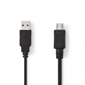 USB-kaapeli | USB 2.0 | USB-A uros | USB Micro-A | 480 Mbps | Nikkelipinnoitettu | 2,00 m | Pyöreä | PVC | Musta | Muovipussi
