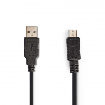 USB-kaapeli | USB 2.0 | USB-A uros | USB Micro-B uros | 480 Mbps | Nikkelipinnoitettu | 2,00 m | Rullattu | PVC | Musta | Muovipussi