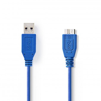USB-kaapeli | USB 3.2 Gen 1 | USB-A uros | USB Micro-B uros | 5 Gbps | Nikkelipinnoitettu | 0,50 m | Pyöreä | PVC | Sininen | Muovipussi