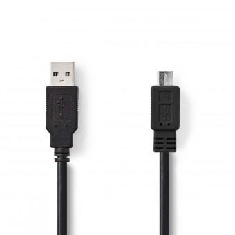 USB-kaapeli | USB 2.0 | USB-A uros | USB Micro-B uros | 480 Mbps | Nikkelipinnoitettu | 1,00 m | Pyöreä | PVC | Musta | Laatikko