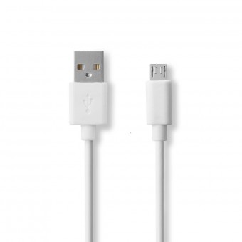USB-kaapeli | USB 2.0 | USB-A uros | USB Micro-B uros | 480 Mbps | Nikkelipinnoitettu | 1,00 m | Pyöreä | PVC | Valkoinen | Laatikko