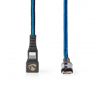USB-kaapeli | USB 2.0 | Apple Lightning 8-nastainen | USB-C ™ Han | 480 Mbps | Nikkelipinnoitettu | 1,00 m | Pyöreä | Punottu / Nylon | Sininen / Musta | Kansiikkunalaatikko
