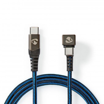 USB-kaapeli | USB 2.0 | USB-C ™ Han | USB-C ™ Han | 480 Mbps | Kullattu | 1,00 m | Pyöreä | Punottu / Nylon | Sininen / Musta | Kansiikkunalaatikko