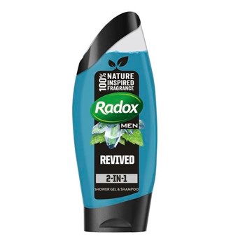 Radox Men 2-in-1 suihkugeeli ja shampoo elvytetty - minttu- ja merimineraalit - 250 ml