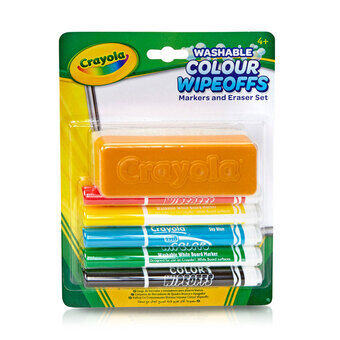 Crayola kuivapyyhkimismerkit pyyhekumilla, 5 kpl.