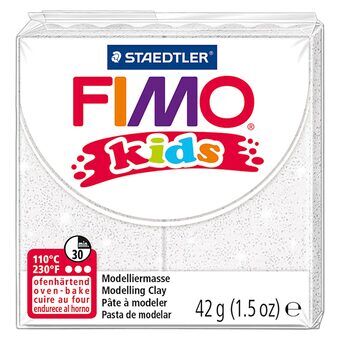 Fimo Kids muovailusavenvalkoinen glitter, 42gr