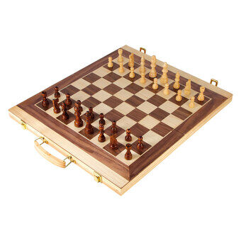 Pieni jalka - puinen shakkisetti ja backgammon