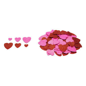 Värit - vaahtomuovi tarrat glitter hearts, 100 kpl.